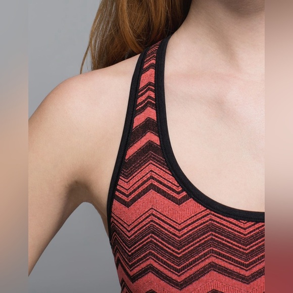 Lululemon Ebb & Flow Racerback Bra Reversible Heathered Electric Coral Size 4 - Picture 2 of 12